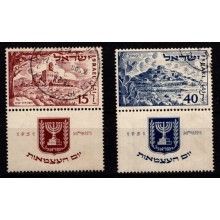 Israel - Uafhængighedskrig - Michel 57-58 med Tab - Stemplet.